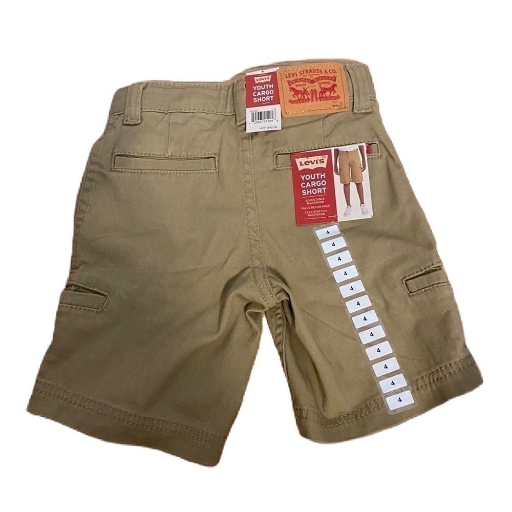 Levi’s Youth Cargo Tan Shorts NEW Sz 4 Adjustable Waist Boys